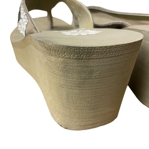 Yellow Box Belmac Leather Gem Sparkle Platform Wedge Sandals Sz 9 - Picture 6 of 9